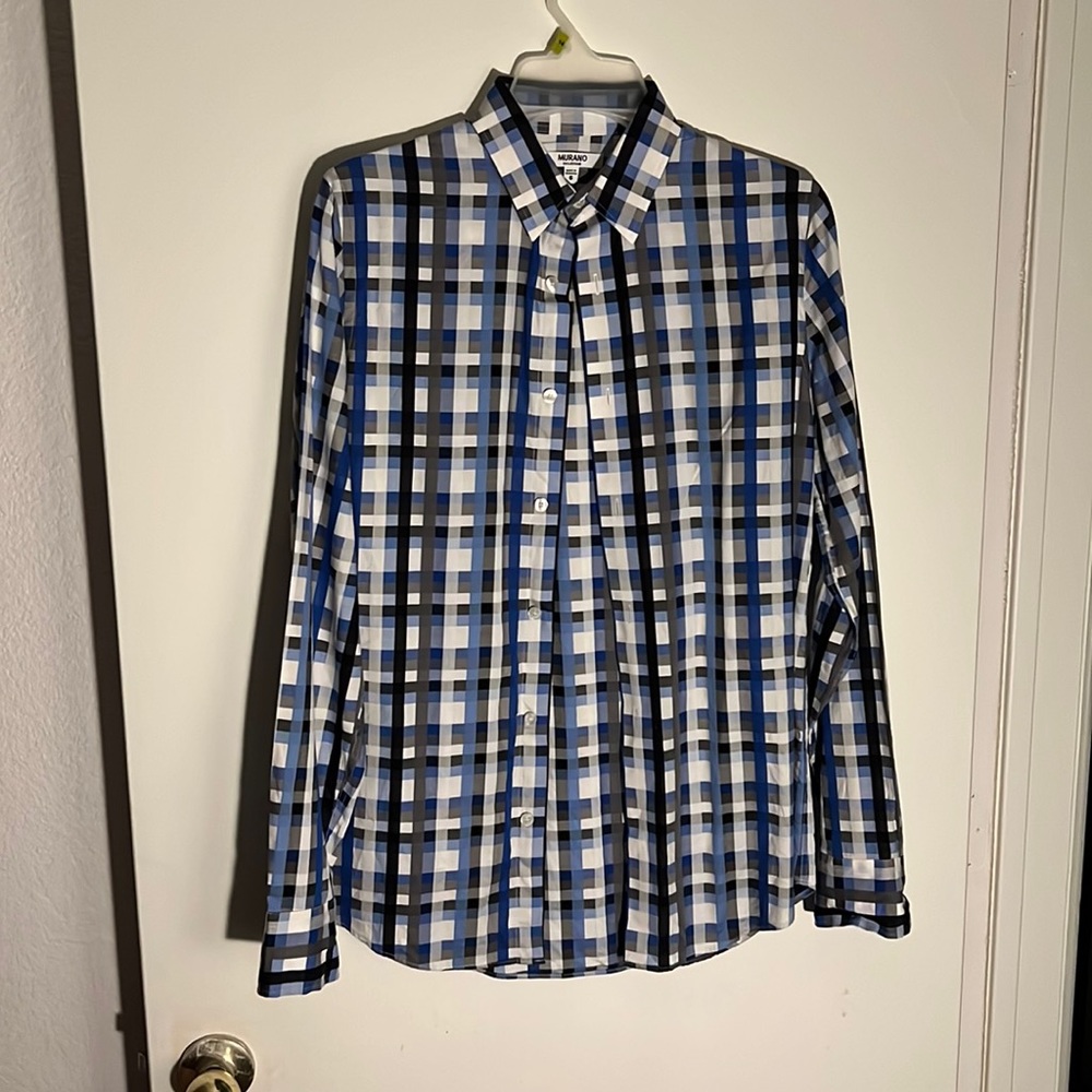 Black. White, Blue, and Gray mútanos button down long sleeve